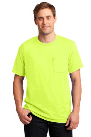 JERZEES?? -  Dri-Power?? 50/50 Cotton/Poly Pocket T-Shirt Safety Green.46295