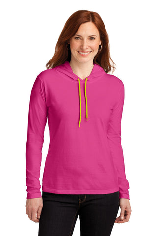 Gildan Ladies 100 Combed Ring Spun Cotton Long Sleeve Hooded T-Shirt 887L