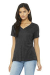 BELLA+CANVAS Women's Relaxed Jersey Short Sleeve V-Neck Tee Charcoal-Black Triblend.30125