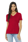 BELLA+CANVAS Women's Relaxed Jersey Short Sleeve V-Neck Tee Red.6057
