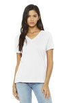 BELLA+CANVAS Women's Relaxed Jersey Short Sleeve V-Neck Tee White.21499