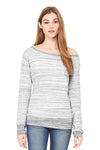 BELLA+CANVAS Women's Sponge Fleece Wide-Neck Sweatshirt Light Grey Marble Fleece.3569