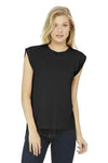 BELLA+CANVAS Women's Flowy Muscle Tee With Rolled Cuffs Black.24690