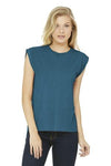 BELLA+CANVAS Women's Flowy Muscle Tee With Rolled Cuffs Heather Deep Teal.6799