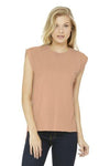 BELLA+CANVAS Women's Flowy Muscle Tee With Rolled Cuffs Peach.11630