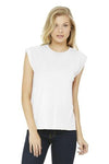 BELLA+CANVAS Women's Flowy Muscle Tee With Rolled Cuffs White.42286