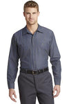 Red Kap?? Long Sleeve Striped Industrial Work Shirt Grey/ Blue.32780
