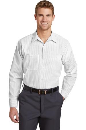 Red Kap?? Long Sleeve Striped Industrial Work Shirt Grey/ White.43574
