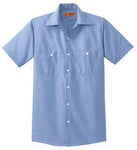 Red Kap® Long Size, Short Sleeve Striped Industrial Work Shirt. CS20LONG