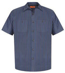 Red Kap?? Long Size, Short Sleeve Striped Industrial Work Shirt Grey/ Blue.23752