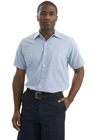 Red Kap?? Long Size, Short Sleeve Striped Industrial Work Shirt White/ Blue.38037