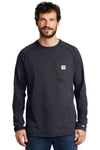 Carhartt Force Cotton Delmont Long Sleeve T-Shirt Navy.30626