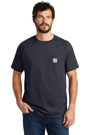 Carhartt Force Cotton Delmont Short Sleeve T-Shirt Navy.41350