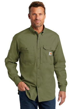 Carhartt Force Ridgefield Solid Long Sleeve Shirt Burnt Olive.22699