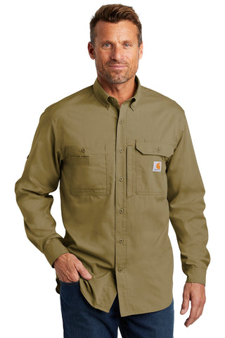 Carhartt Force Ridgefield Solid Long Sleeve Shirt Dark Khaki.4745