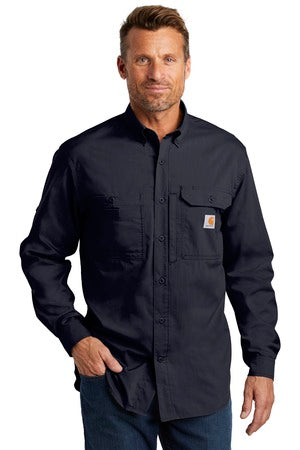 Carhartt Force Ridgefield Solid Long Sleeve Shirt Navy.35639