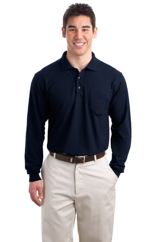 Port Authority   Long Sleeve Silk Touch    Polo with Pocket   K500LSP