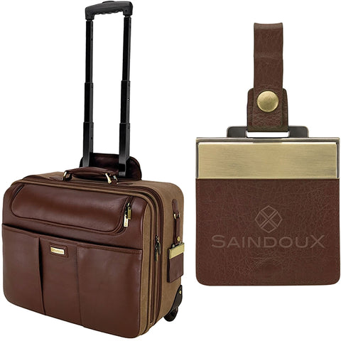 Palermo Brown Napa Leather/Canvas Trolley Case