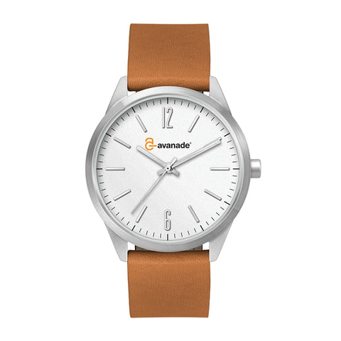 WC1056 40MM STEEL MATTE SILVER CASE, 3 HAND MVMT, WHITE DIAL, LEATHER STRAP, FLAT MINERAL CRYSTAL, 5 ATM WT