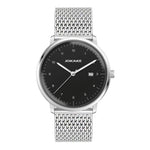 WC1514 39MM STEEL SILVER CASE, 3 HAND MVMT, DTE DISPLAY, BLACK DIAL, MESH STRAP, FLAT MINERAL CRYSTAL, 5 AT