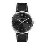 WC1522 39MM STEEL SILVER CASE, 3 HAND MVMT, DTE DISPLAY, BLACK DIAL, LEATHER STRAP, FLAT MINERAL CRYSTAL, 5