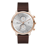 WC3306 42MM STEEL ROSE GOLD CASE, CHRONOGRAPH MVMT, SILVER DIAL, DTE DISPLAY, LEATHER STRAP, DOME MINERAL C
