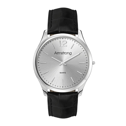 WC4082 43MM STEEL SILVER CASE, 2 HAND MVMT, SILVER DIAL, LEATHER STRAP, DOME MINERAL CRYSTAL, 3 ATM WTR RES