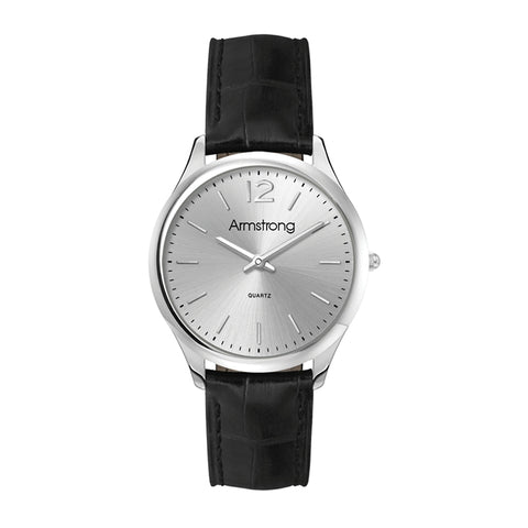 WC4083 33MM STEEL SILVER CASE, 2 HAND MVMT, SILVER DIAL, LEATHER STRAP, DOME MINERAL CRYSTAL, 3 ATM WTR RES