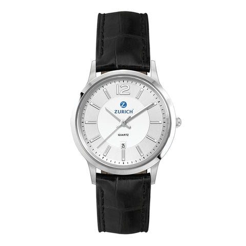 WC4215 22MM STEEL SILVER CASE, 3 HAND MVMT, SILVER DIAL, DTE DISPLAY, LEATHER STRAP, FLAT MINERAL CRYSTAL,