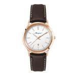 WC4219 22MM STEEL ROSE GOLD CASE, 3 HAND MVMT, WHITE DIAL, DTE DISPLAY, LEATHER STRAP, FLAT MINERAL CRYSTAL