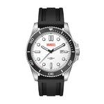 WC5262 42.5MM STEEL SILVER CASE, 3 HAND MVMT, WHITE DIAL, DTE DISPLAY, BK ROTATING BEZEL, SILICONE STRAP, F