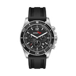 WC5842 42.5 STEEL MATTE SILVER CASE, CHRONOGRAPH MVMT, BLACK DIAL, DTE DISPLAY, BK ROTATING  BEZEL, SILICON