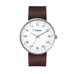WC6114 40MM STEEL MATTE SILVER CASE, 3 HAND MVMT, WHITE DIAL, LEATHER STRAP, FLAT MINERAL CRYSTAL, 5 ATM WT
