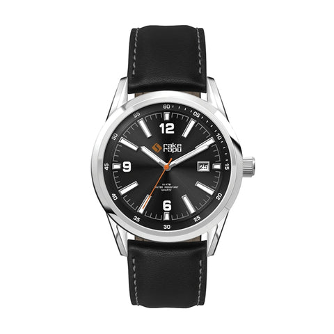 WC6234 42MM STEEL SILVER CASE, 3 HAND MVMT, BLACK DIAL, DTE DISPLAY, LEATHER STRAP, FLAT MINERAL CRYSTAL, 1