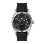 WC6606 42MM STEEL MATTE SILVER CASE, 3 HAND MVMT, BLACK DIAL, DTE DISPLAY, LEATHER STRAP, FLAT MINERAL CRYS