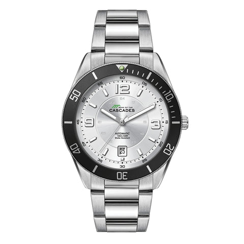 WC8242 42MM STEEL SILVER CASE, 3 HAND "AUTOMATIC" MVMT, SILVER DIAL, DTE DISPLAY, BK ROTATING BEZEL, SILVER