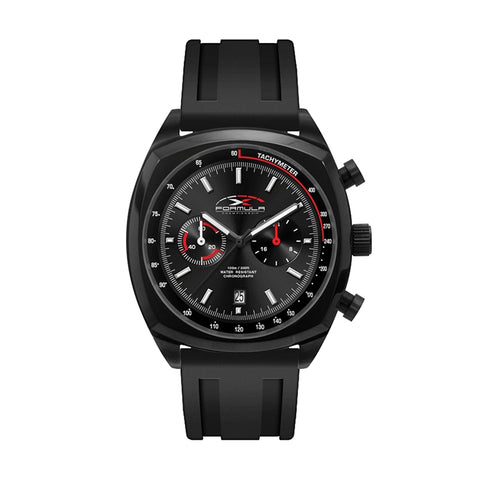 WC8398 42MM STEEL BLACK CASE, CHRONOGRAPH MVMT, BLACK DIAL, DTE DISPLAY, SILICONE STRAP, FLAT MINERAL CRYST