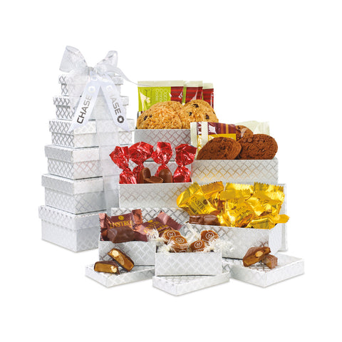 Gourmet Tower of Individually Wrapped Treats - 24 pc - silver